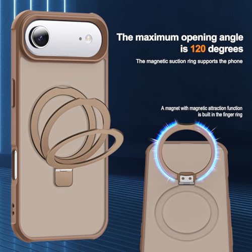 SKYLMW Compatible with iPhone Air Case with Stand,Desert Brown | iPhone Air Phone Case 6.5",Magnetic Ring Stand,Compatible with MagSafe,Military-Grade Protection,Great Grip Feeling - color: Desert Brown, size: Iphone Air