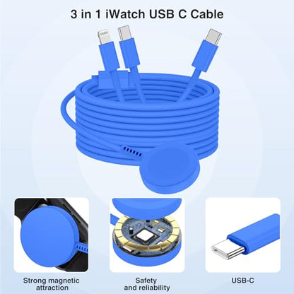 QZIIW 20W Apple Watch Charger,Apple Watch Magnetic Fast Charger USB C Cable - color: Blue