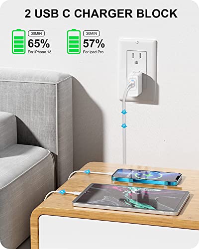 USB C Charger Block, 35W iPhone Fast Charger Dual USB C Port Compact Power Adapter for iPhone 14 Pro/14 Pro Max,13 Pro, iPad, PPS Samsung Galaxy（2 Pack）