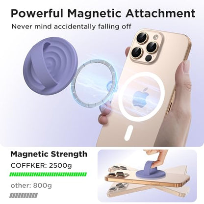 Magnetic Phone Grip for MagSafe, Silicone Ring Grip, Lavender - color: Lavender