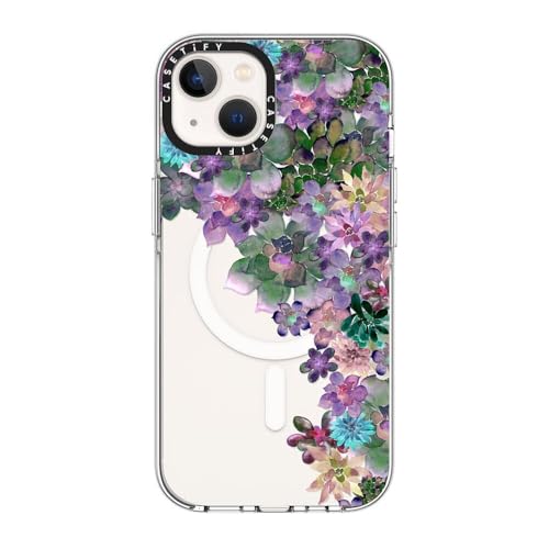 CASETiFY for iPhone 13 Case - Impact Clear Compatible with MagSafe | Not Yellowing | 6.6 ft. 3x Military Grade Drop Protection | MY SUCCULENT GARDEN | Clear - color: MY SUCCULENT GARDEN, size: Iphone 13 (6.1")