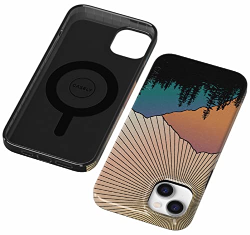 Casely iPhone 15 Plus Case | Golden Hour | Mountain Sunset | Compatible with MagSafe | Classic Ultra Slim Design - color: Golden Hour | Mountain Sunset