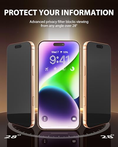 PDDKISS 2 Pack Privacy Screen Protector for iPhone 17 - size: for iPhone 17 - 6.3 Inch Black