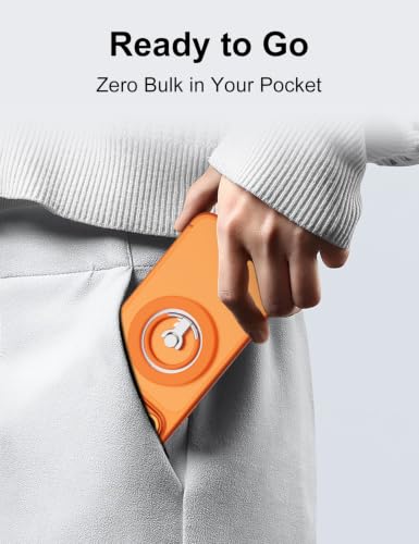 MagSafe Phone Grip Stand, 360° Rotatable, Dual-Sided Magnet - color: Orange