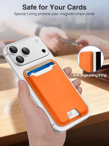 TopMade for MagSafe Wallet, Strongest Magnetic Phone Wallet, 4 Cards Holder - color: Orange