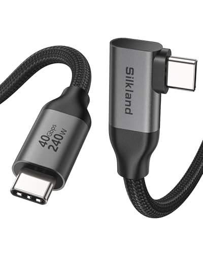 Silkland Right Angle 40Gbps USB 4 Data Cable for Thunderbolt 4/3 240W 3.3FT - size: 3.3 Feet
