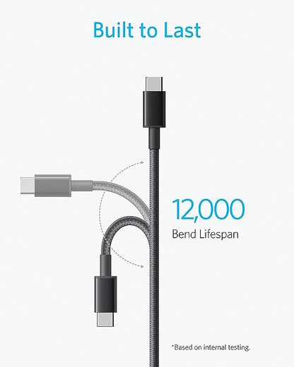 Anker USB C to USB C Cable, 60W Fast Charging Cable (2-Pack, 1 ft, Black) - color: Black, size: 1FT*2