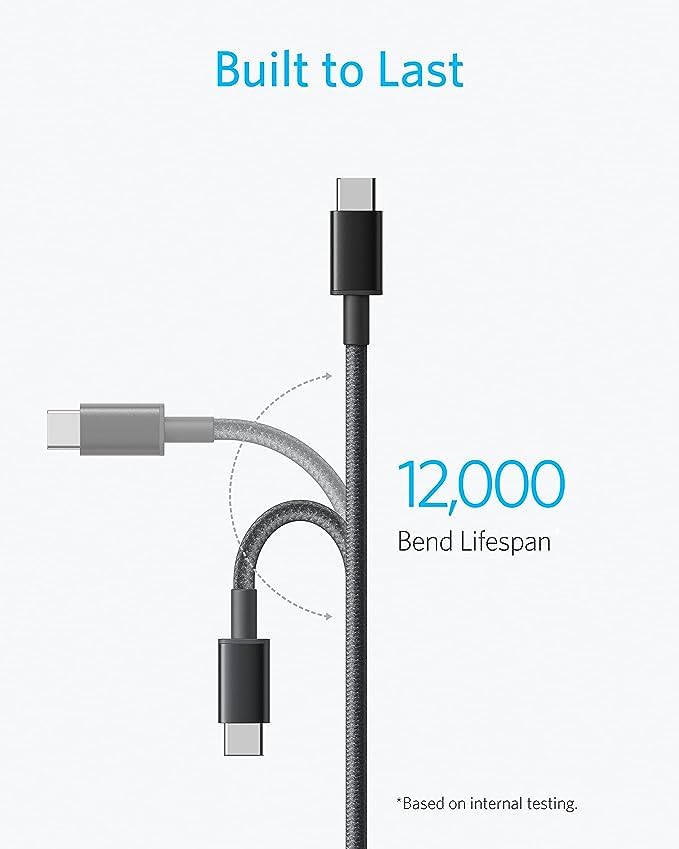Anker USB C to USB C Cable, 60W Fast Charging Cable (2-Pack, 1 ft, Black) - color: Black, size: 1FT*2