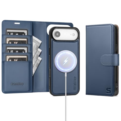 Shieldtop Compatible with MagSafe iPhone 17 Air Wallet Case,Blue | 2 in 1 Detachable Magnetic,Credit Card Holder Slots,RFID Blocking,PU Leather,Kickstand,Flip Folio Phone Cover for Men & Women - color: Blue, size: iPhone 17 Air - 6.6"