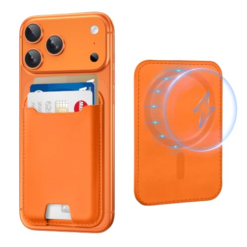 TopMade for MagSafe Wallet, Strongest Magnetic Phone Wallet, 4 Cards Holder - color: Orange