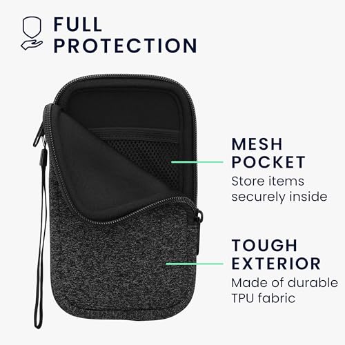 kwmobile Universal Phone Pouch Size L - 6.5" - Neoprene Smartphone Pouch with Zip - Water-Repellent Mobile Phone Case - Sleeve in Anthracite/White - color: anthracite / white, size: L - 6.5"