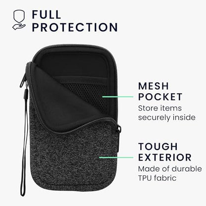 kwmobile Universal Phone Pouch Size L - 6.5" - Neoprene Smartphone Pouch with Zip - Water-Repellent Mobile Phone Case - Sleeve in Anthracite/White - color: anthracite / white, size: L - 6.5"