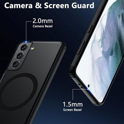 TIANNIUKE Magnetic Case for Samsung Galaxy S21,Compatible with MagSafe,Adjustable Kickstand,Translucent Matte Anti-Fingerprint,Shockproof Protective Phone Case - color: Kickstand Black, size: Galaxy S21