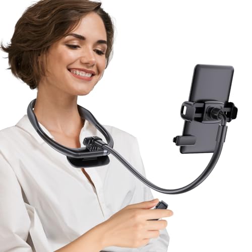 Tryone Neck Phone Holder for Bed: Hands-Free E-Reader Stand with Remote Page Turner for Reading, Flexible Gooseneck Mount for Kindle, iPhone, Perfect for Bed, Sofa & Travel