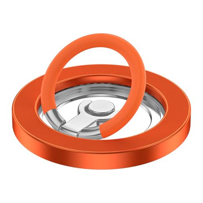 Magnetic Phone Ring for MagSafe Grip,Dual Magnetic Phone Stand - color: Orange