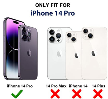 for iPhone 14 Pro Case with Screen Protector x2, Belt Clip Holster Heavy Duty Military Grade Full Body Shockproof Dust-Proof Rugged Protective Cover for Apple iPhone 14 Pro (Black) - color: Black