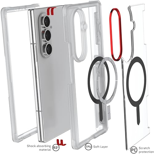 Ghostek Covert Clear Galaxy Z Fold 7 Case with Built-in Kickstand, MagSafe and Full Hinge Protection Designed for 2025 Samsung Galaxy Fold7 (8") (Clear) - color: Clear, size: Galaxy Z Fold 7