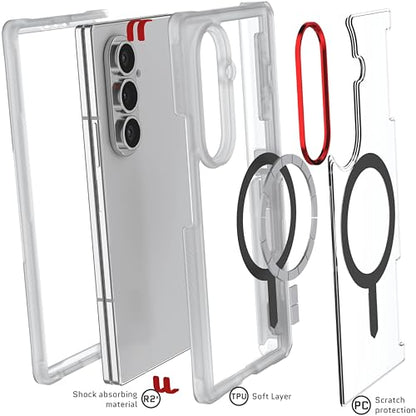 Ghostek Covert Clear Galaxy Z Fold 7 Case with Built-in Kickstand, MagSafe and Full Hinge Protection Designed for 2025 Samsung Galaxy Fold7 (8") (Clear) - color: Clear, size: Galaxy Z Fold 7
