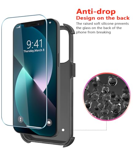 Diverbox for iPhone 13 Case [Shockproof] [Dropproof] [with Screen Protector ] 3in1 Heavy Duty Protection Phone Case Cover for Apple iPhone 13 (High Gloss Black) - color: High Gloss Black