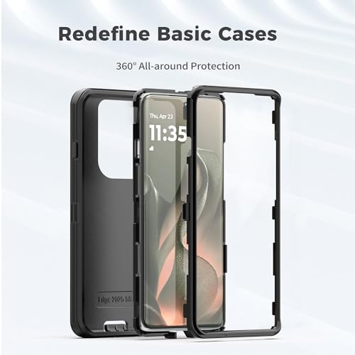 for Motorola Moto Edge 5G 2025 Case, Heavy Duty Protective Case with [3 in 1] Rugged Rubber Shockproof Protection Cover for Moto Edge 2025(Black) - color: Black