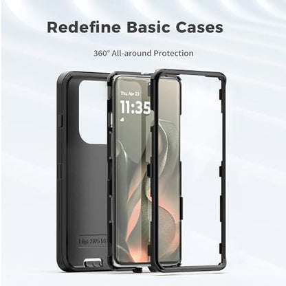 for Motorola Moto Edge 5G 2025 Case, Heavy Duty Protective Case with [3 in 1] Rugged Rubber Shockproof Protection Cover for Moto Edge 2025(Black) - color: Black