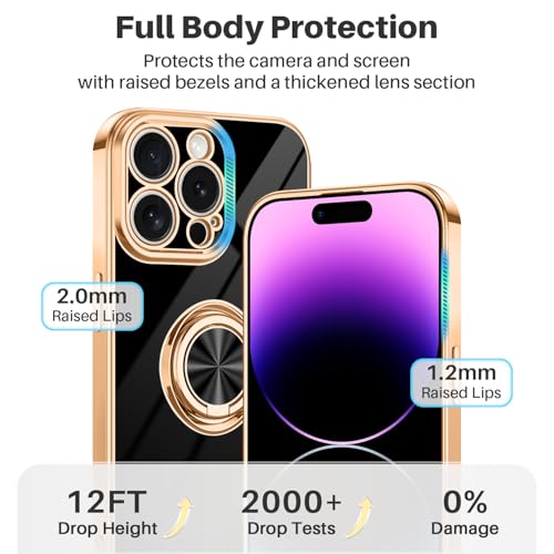 Dinick Black for iPhone 14 Pro Case with Ring Holder Kickstand - color: Black, size: 6.1'' iPhone 14 Pro