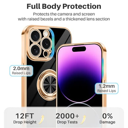 Dinick Black for iPhone 14 Pro Case with Ring Holder Kickstand - color: Black, size: 6.1'' iPhone 14 Pro