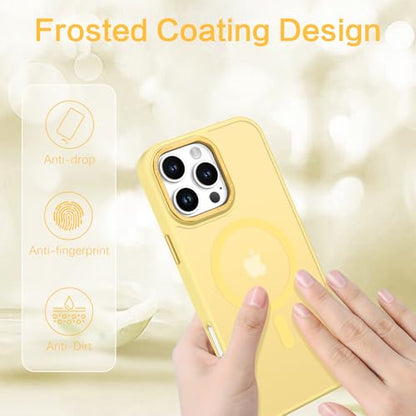 BENTOBEN Magnetic for iPhone 16 Pro Max Case,(Compatible with MagSafe) (Military Grade Drop Protection) Slim Translucent Matte Shockproof with Anti-Fingerprint Phone Case 6.9",Yellow - color: Yellow