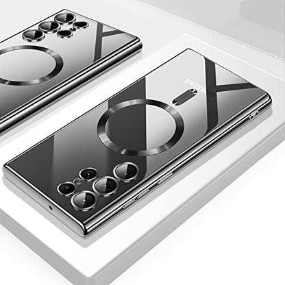 For Samsung Galaxy S23 Ultra Case（only）, Covers for s23u .Magnetic Metallic Glossy Slim Clear Luxury Soft Shockproof funda capa para for Galaxy S23 Ultra 6.8 inch .Compatible with MagSafe(Black) - color: Black