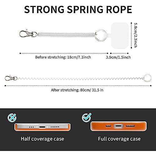 HOTEMIA Phone Tether Lanyard Anti Theft Phone Strap with Carabiner Anti-drop Outdoor Skiing Hiking Cycling fishing Climbing fit iPhone and Most Cell Phone (Black+Transparent) - color: Black+transparent
