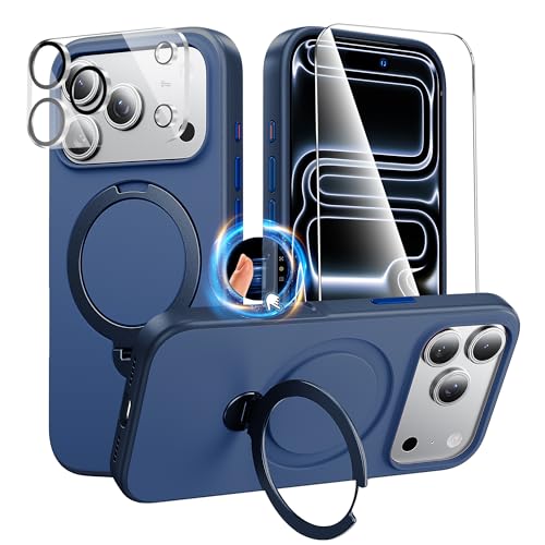 360°Ring Stand for iPhone 17 Pro Max Case, Compatible with MagSafe, Military-Grade Protective,Anti-Yellowing, Scratch-Resistant Back Cover Phone Case for iPhone 17 Pro Max 6.9", Blue - color: Blue Stand, size: Iphone 17 Pro Max