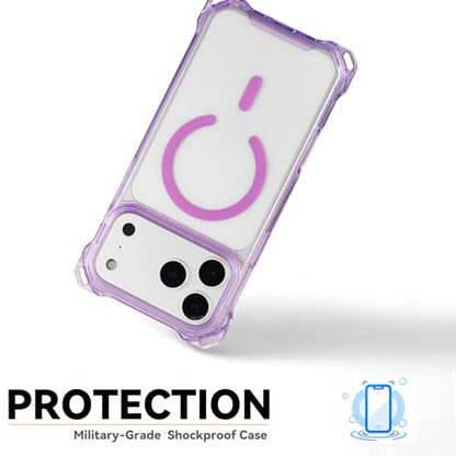 Magnetic for iPhone 17 Pro Max Crossbody Phone Case,Light Purple,Clear Magnetic Soft Frame PC Back Shockproof Protective Phone Cover with Adjustable Detachable Lanyard,Compatible with MagSafe - color: Light Purple, size: iPhone 17 Pro Max