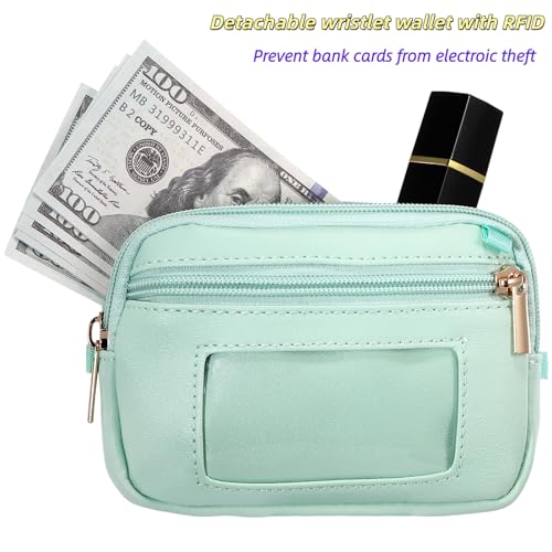 Clip and Go strap for phone with Leather Wallet crossbody phone - color: Green