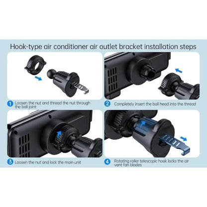 Car Dual Coil Wireless Charger for Samsung Galaxy Z Fold 4 3 2 iPhone 17 16 15 14 13 12 Foldable Phone Holder Fast Car Charging Station (Black) - color: black
