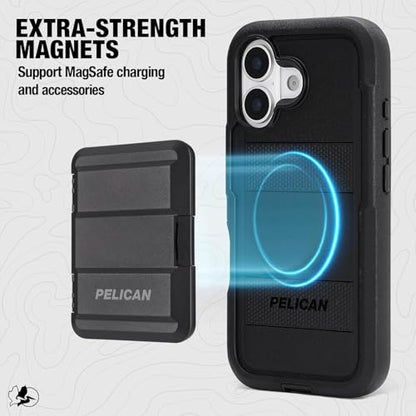 Pelican Voyager iPhone 17 Case - Rugged MagSafe Phone Case - Black | Magnetic Phone Case w/24ft Military Grade Drop Protection - Phone Cover w/ Belt Clip Holster Kickstand for iPhone 17 - color: Voyager - Black, style: iPhone 17