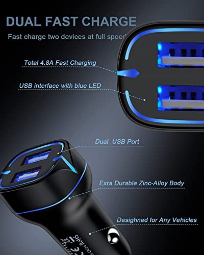 iPhone Car Charger, Dual Port Cigarette Lighter Adapter 3FT Lightning Cable - size: Car Charger Fit