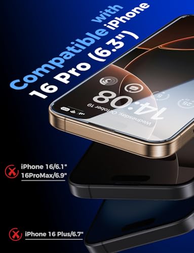 MAGIC JOHN Easy Installation for iPhone 16 Pro Screen Protector, 2 Pack - size: iPhone 16 Pro-6.3 inch