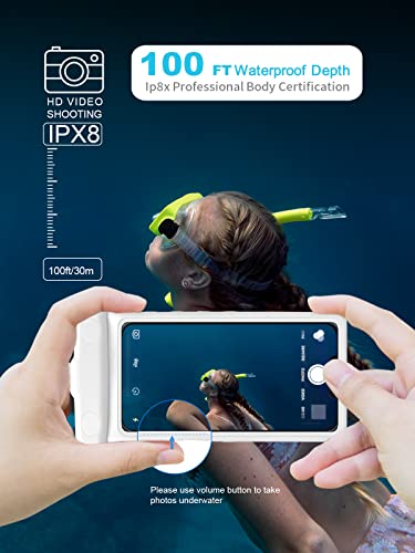 wellhouse Waterproof Phone Pouch, Waterproof Phone Case for iPhone 17 16 15 14 13 Pro Max XS Samsung, IPX8 3D Cellphone Dry Bag Beach Essentials (1 Pack -Earl White 7 inch) - color: 1 Pack -Earl White 7 inch