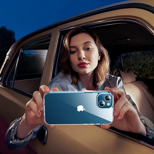 SPIDERCASE Deigned for iPhone 13 Case/iPhone 14 Case,[Not Yellowing] [Military Grade Protection] Slim Shockproof Cell Phone Home Button Stickers, Clear