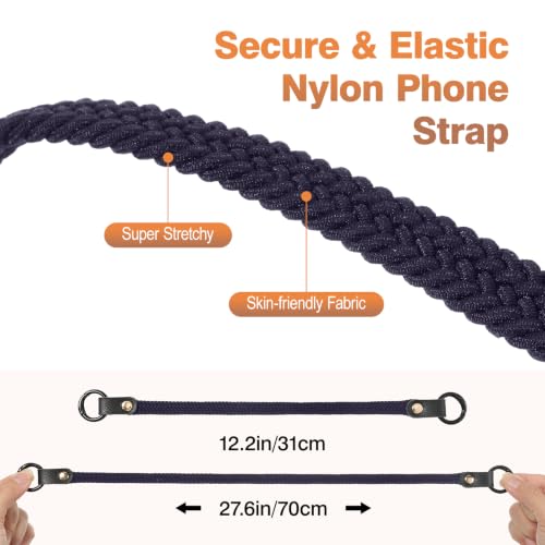 MoKo 2 Pack Stretchy Phone Lanyard Tether Retractable Phone Strap - color: Indigo