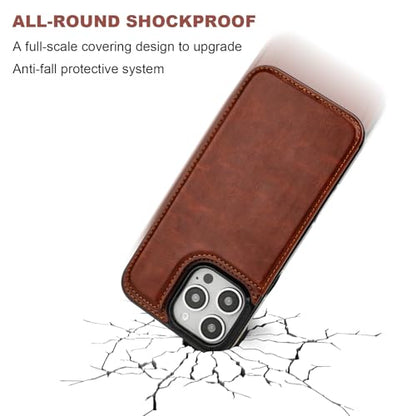 ONETOP for iPhone 16 Pro Max Wallet Case with Credit Card Holder,Brown | Kickstand,ID/Cash Holder,Case Wallet with Card Slots,Double Magnetic Clasp,Durable PU Leather Shockproof Cover for Women Men - color: Brown