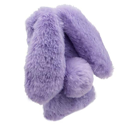 Rabbit Ear Case for Moto G Play 2024 4G, Crossbody Strap Fuzzy Fluffy Cute Kids Plush Ball Bunny Fur Soft Bumper Protective Cover, Purple - color: Purple, size: Moto G Play 2024 4G