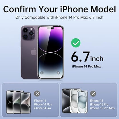 SYNCWIRE Privacy Screen Protector for iPhone 14 Pro Max with Easy Installation Kit, [Military-Grade Protection] 9H Shatterproof Full Coverage Anti-Spy Tempered Glass, 6.7 inch [2-Pack] - size: iPhone 14 Pro Max