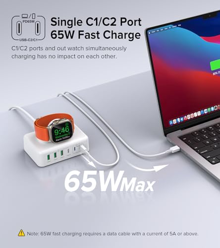 USB C Charging Station Block, 170W Max Travel Charger for Multiple Devices - color: A-White(185W)