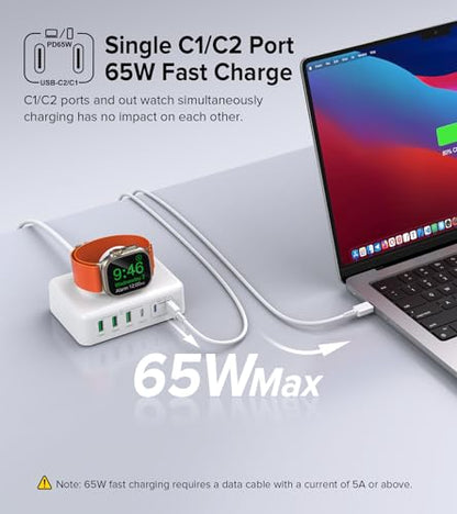 USB C Charging Station Block, 170W Max Travel Charger for Multiple Devices - color: A-White(185W)