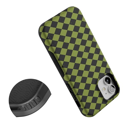 Casely iPhone 12 Mini Case | Harlequin Wicked Diamond | Black and Green | Bold Protective Design | MagSafe Compatible Design - color: Harlequin Wicked Diamond | Black and Green, size: Iphone 12 Mini