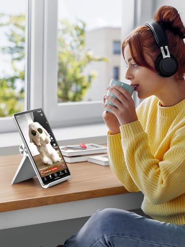 UGREEN Tablet Stand Holder Adjustable Portable Desktop Dock Office Compatible with iPad Pro 11 9.7 10.5 Air Mini 5 4 3 2 iPhone 17 16 15 14 13 12 White - color: White