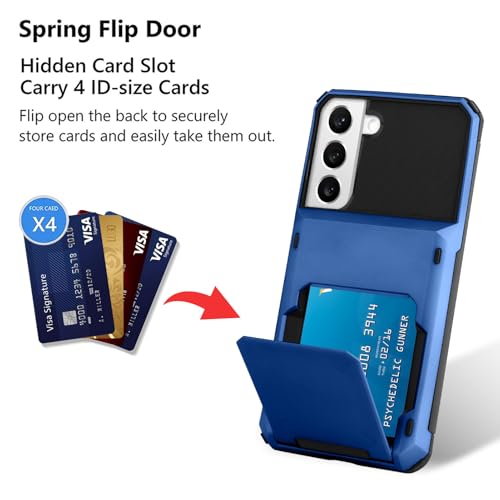 Wallet Case for Samsung Galaxy S22 Plus Case with 4 Card Holder Blue - color: Blue, size: Samsung Galaxy S22 Plus
