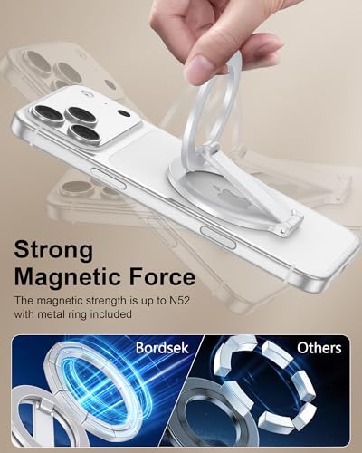 MagSafe Ring Stand Double-Sided Magnetic Phone Grip, Finger Loop Kickstand - color: Sliver