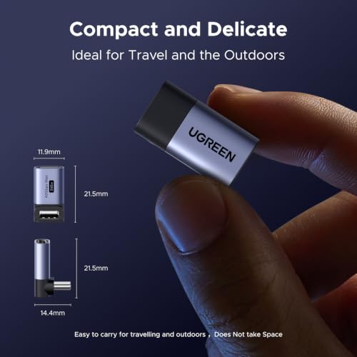 UGREEN 90 Degree USB C Adapter 3 Pack, Right Angle Male to Female Converter